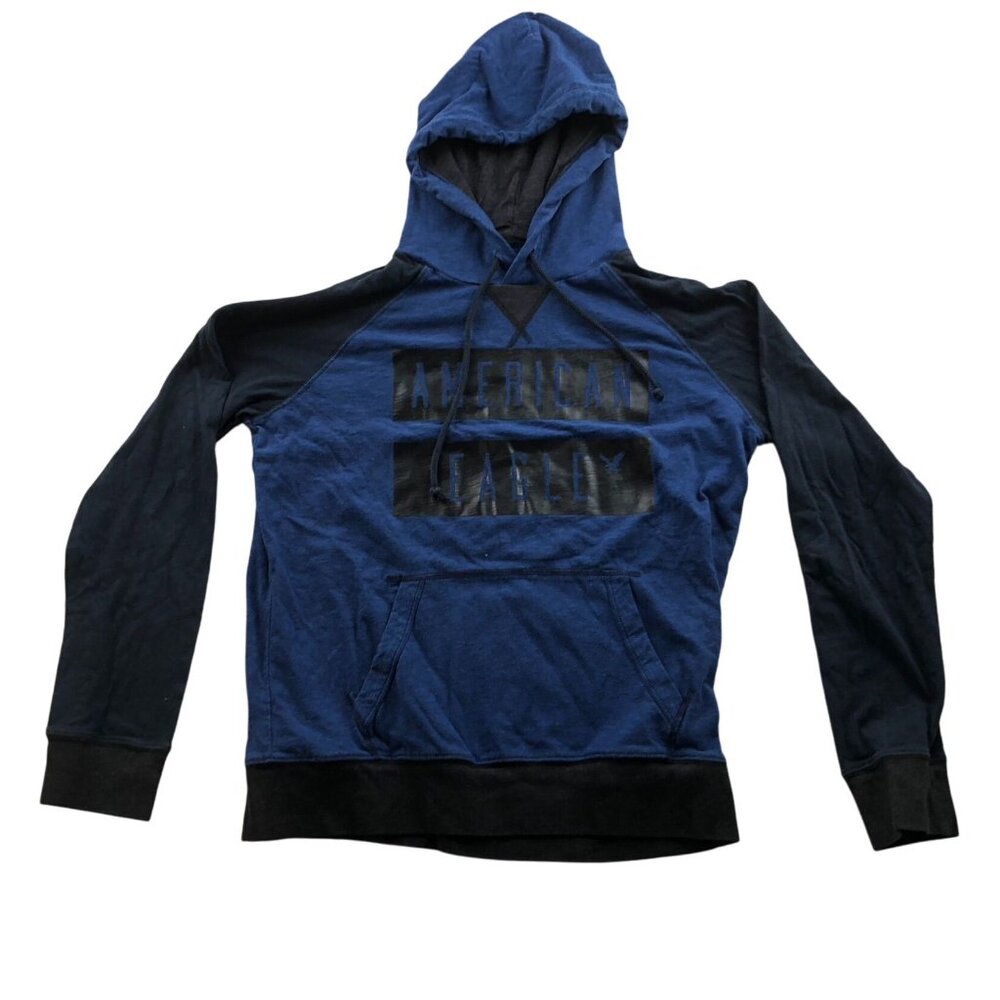 American Eagle Outfitters Mens Hoodie Sweatshirt Small Classic Blue Black Casual